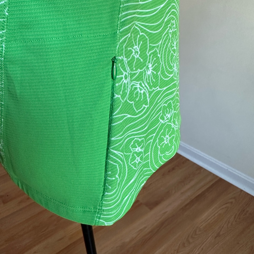 LL Bean Womens Top 1/4 Zip Pullover Mesh Floral Green White size Small - Picture 7 of 10